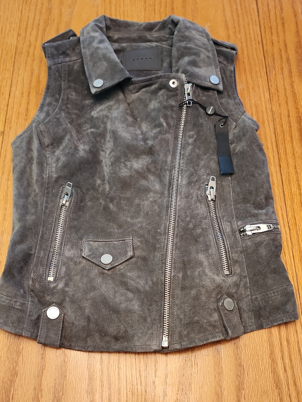 Blank NYC Suede Moto Vest - Charcoal Gray - Picture 16 of 16